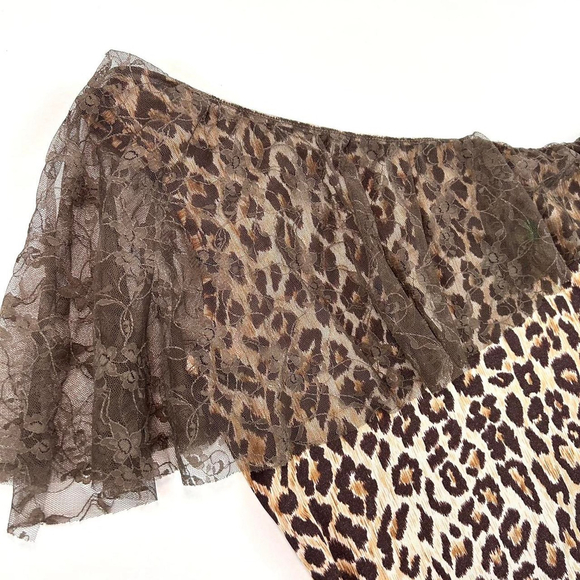 y2k D&G one shoulder leopard print top, lace overlay - Picture 2 of 6